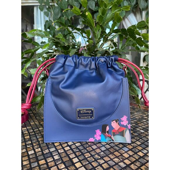 Loungefly Disney Mulan Castle Cinch Sack Crossbody Bucket Bag NWOT - Picture 1 of 10